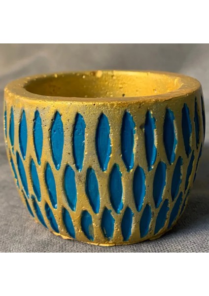 El Yapımı Desenli Dekoratif Minik Saksı / Biblo - 5 x 7 cm