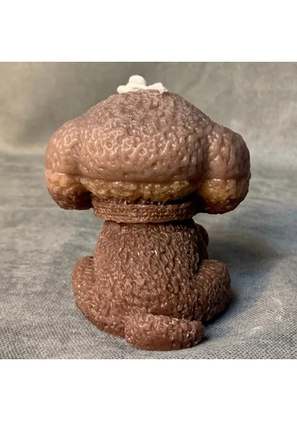 El Yapımı Kahverengi Sevimli Köpek Mum - 8 x 8 cm