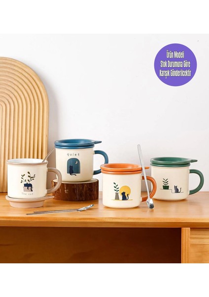 Kedi Figürlü Minimalist Seramik Kupa