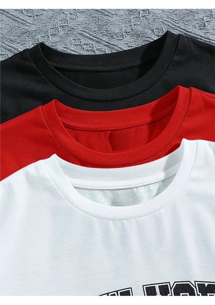 3 Lü Paket Baskılı Beyaz Siyah Gri T-Shirt Oversize Salaş Ünisex fiyatları