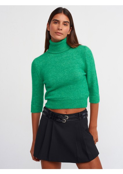 Balıkçı Yaka Kısa Kol Crop Kazak fiyatları