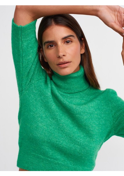 Balıkçı Yaka Kısa Kol Crop Kazak fırsatları