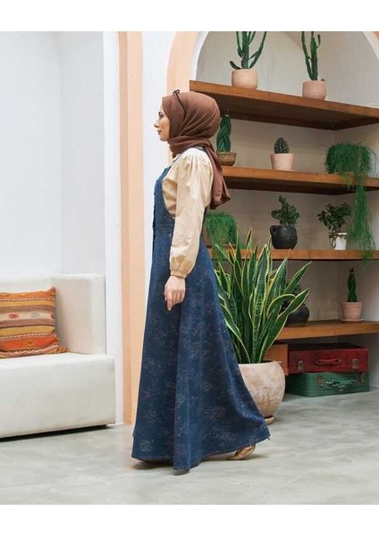 2210-DENIM Efsanem Mevlana Salopet Koyu Mavi