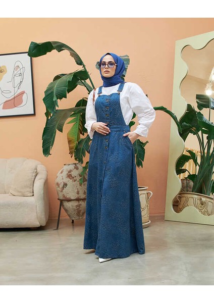 2210-DENIM Efsanem Mevlana Salopet Koyu Mavi