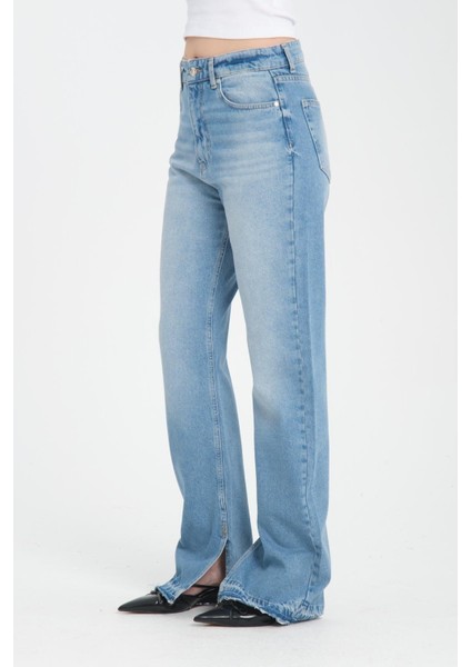 %100 Pamuk, Yüksek Bel Wide Leg Jeans