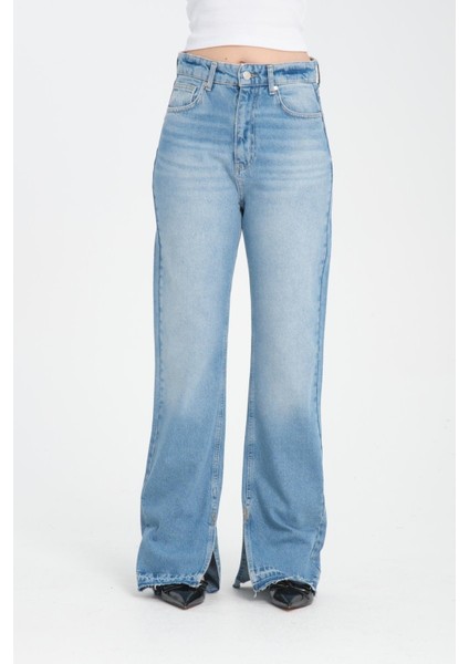 %100 Pamuk, Yüksek Bel Wide Leg Jeans fiyatları