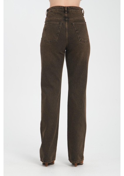 Yüksek Bel Fermuarlı Wideleg Fit %100 Pamuk Jean Pantolon modelleri