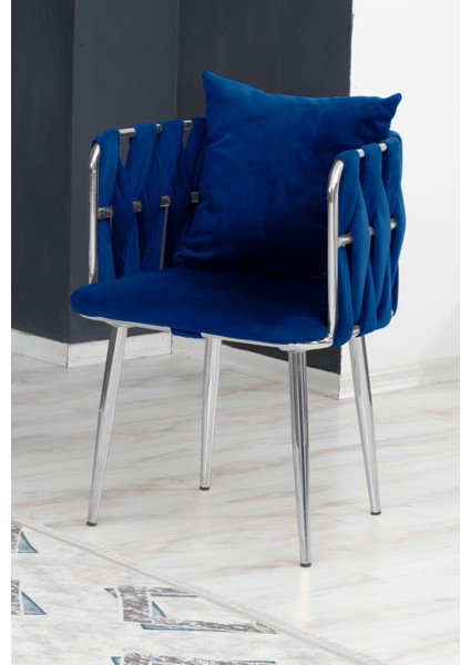 Sarmaşık Çay Seti Tekli Koltuk Sandalye Berjer Oturma Odası Kafe Antre Hol Ofis Krom Metal