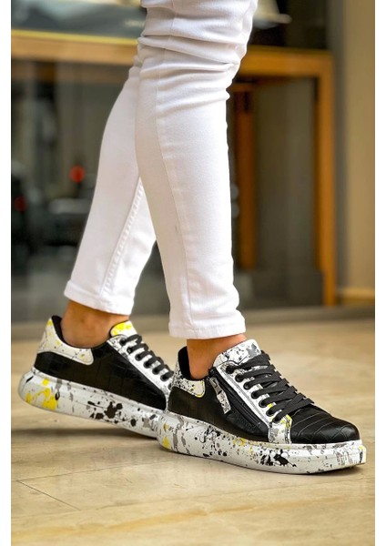 Bağcıklı Crocodile Siyah Sarı Günlük Erkek Ayakkabısı indirimleri