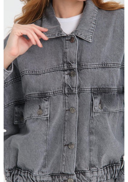 %100 Pamuk Kadın Kot Ceket - Cepli ve Şık Tasarım