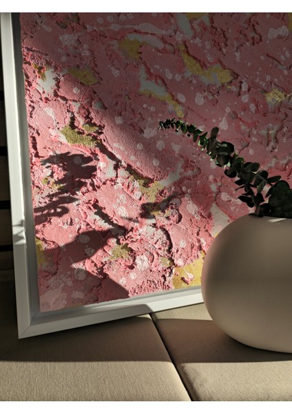 Sasa Design And Architecture Pembe-Turuncu-Yeşil-Gold El Yapımı Modern Dokulu Misa Tablo