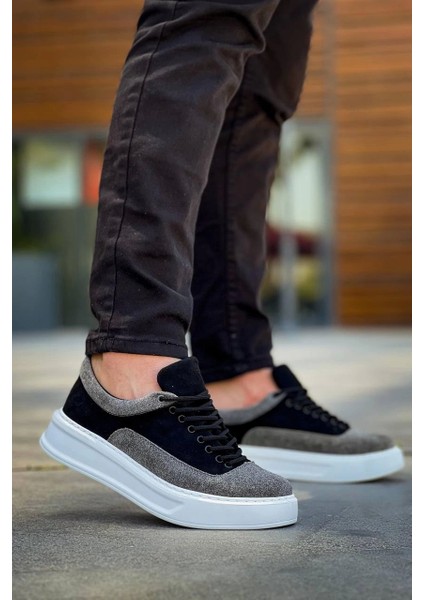 Siyah Gri Süet Bağcıklı Günlük Erkek Ayakkabısı