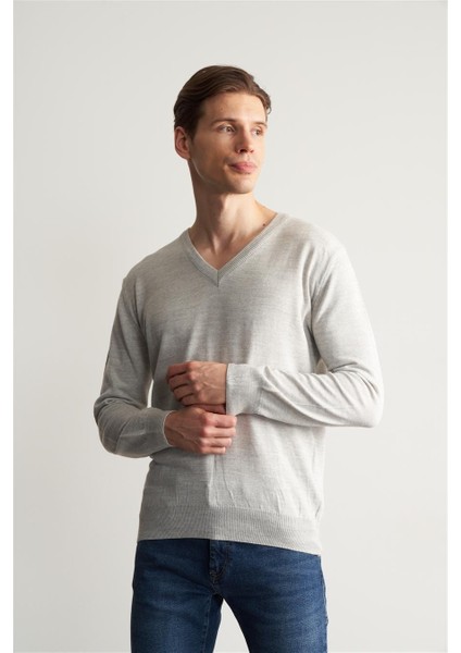 Mentality 3176 V Yaka Triko Basic A Gri
