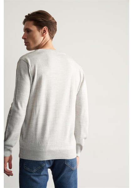 Mentality 3176 V Yaka Triko Basic A Gri fırsatları