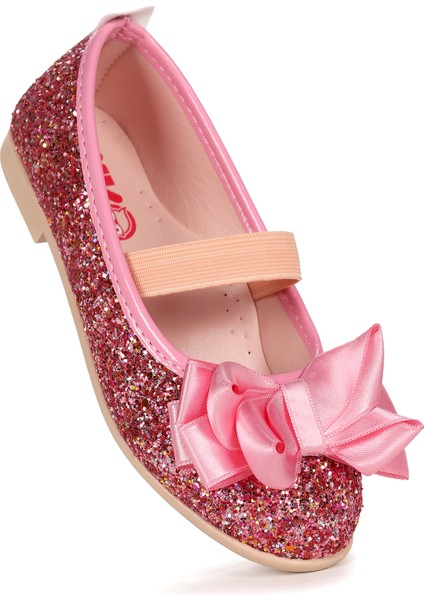 Panı Cam Kırığı Fiyonk Lastikli Kız Çocuk Babet Ayakkabı