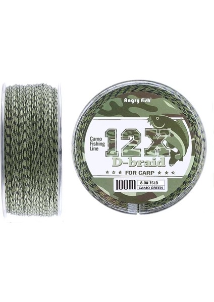 Angryfish 12 Kat Örgü 35 Lb 100 Metre 8.0 Camo Yeşil Ip Misina