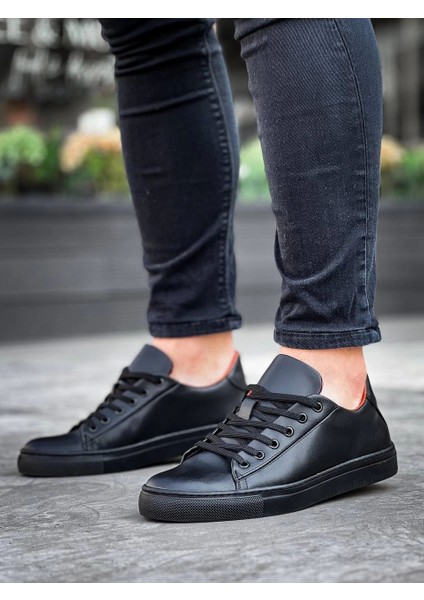 Siyah Cilt Siyah Yüksek Taban Bağcıklı Günlük Erkek Ayakkabısı fiyatları