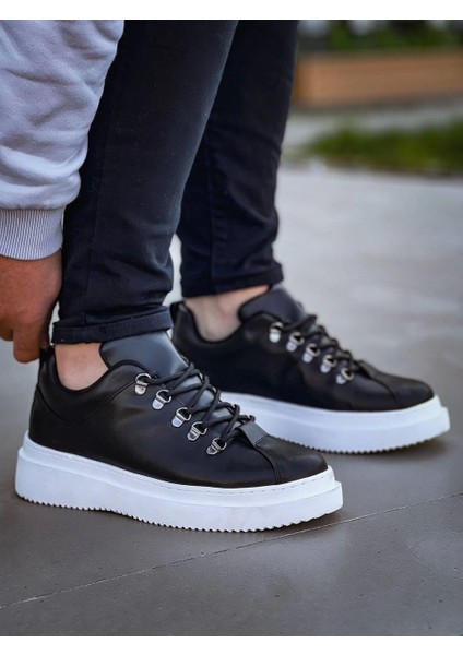 Siyah Cilt Yüksek Taban Bağcıklı Günlük Erkek Ayakkabısı fiyatları