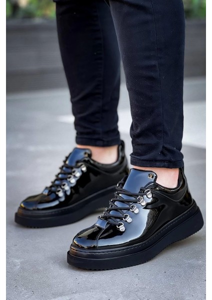 Siyah Rugan Siyah Yüksek Taban Bağcıklı Günlük Erkek Ayakkabısı fiyatları
