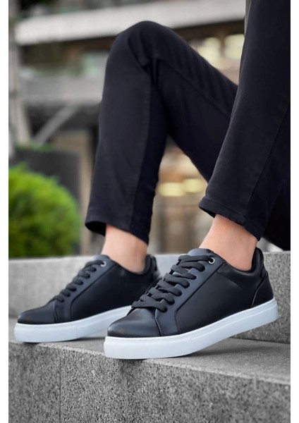 Siyah Cilt Yüksek Beyaz Taban Günlük Erkek Ayakkabısı fiyatları