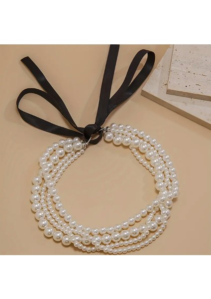 Kurdele Bağlamalı Fransız Tarzı Şık Kadın Inci Kolye fiyatları