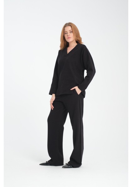 Kadın V Yaka Sweatshirt ve Pantolon Takımı - Rahat ve Şık Günlük Kullanım Için Ideal fırsatları