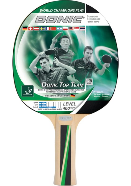 Masa Tenisi Raketi Donic Top Team Level 400 Ittf Onaylı 1.5mm
