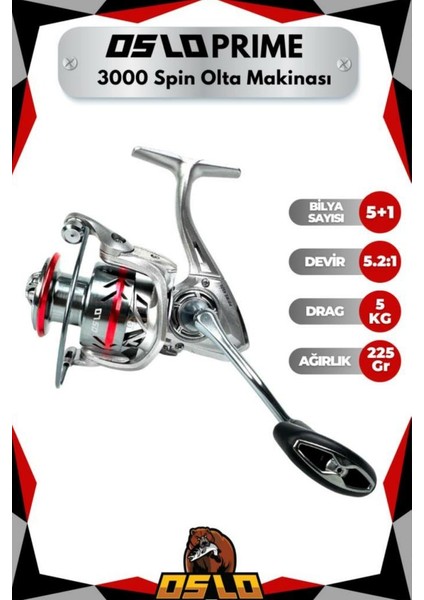 Prime 3000 Oslo Legend 270CM 7-40GR 8 Örgü Spin Olta Seti