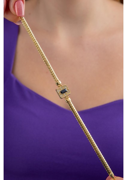 14 Ayar Altın Baget Siyah Taşlı Balıksırtı Bileklik indirimleri