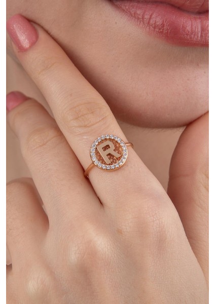 14 Ayar Altın Taşlı Yuvarlak Harf Yüzük fiyatları