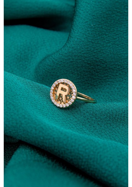 14 Ayar Altın Taşlı Yuvarlak Harf Yüzük indirimleri