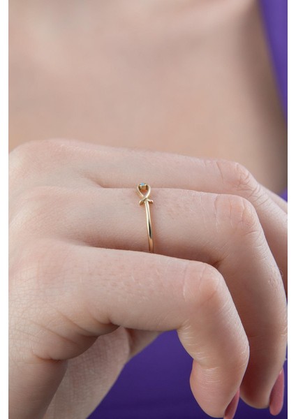 14 Ayar Altın Mini Firuze Taş Detaylı Balık Yüzük fırsatları