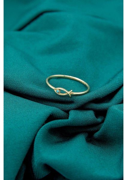 14 Ayar Altın Mini Firuze Taş Detaylı Balık Yüzük indirimleri