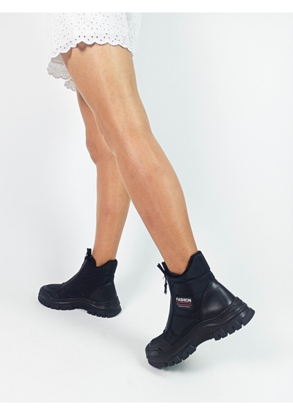 Siyah Renk Fermuarlı Paraşüt Malzeme Kadın Bot fırsatları
