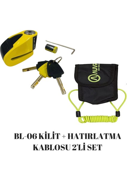 B Lock 06 Disk Kilidi ve Hatırlatma Kablosu 2'li Set