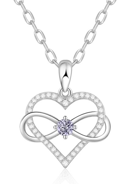 Swarovski Zirconia Sonsuz Aşk Gümüş Kadın Kolye 925 Ayar Gerçek Gümüş