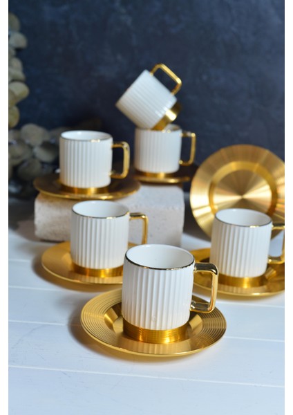 Aurora White 6 Kişilik Porselen Türk Kahvesi Fincan Takımı modelleri