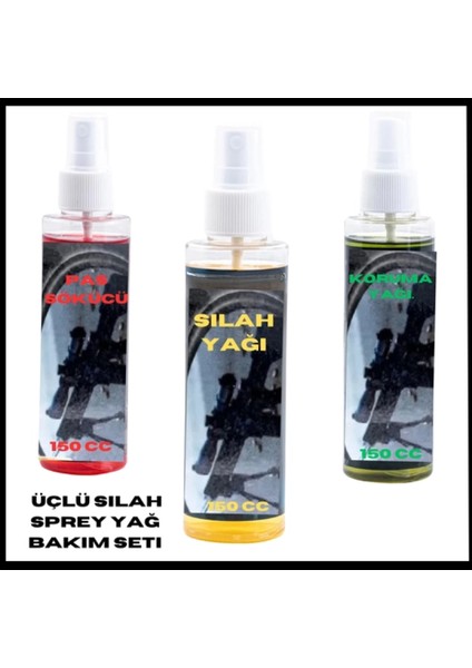 Uyguna-Yakala Sprey Yağ Üçlü Silah Bakım Seti -YAG-003