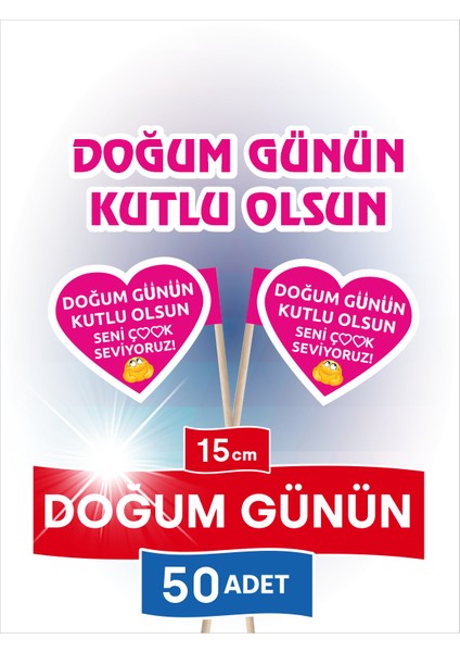 Kalp Bayrak Içi Doğum Günün Kutlu Olsun Yazılı Pasta Servis Kürdanı