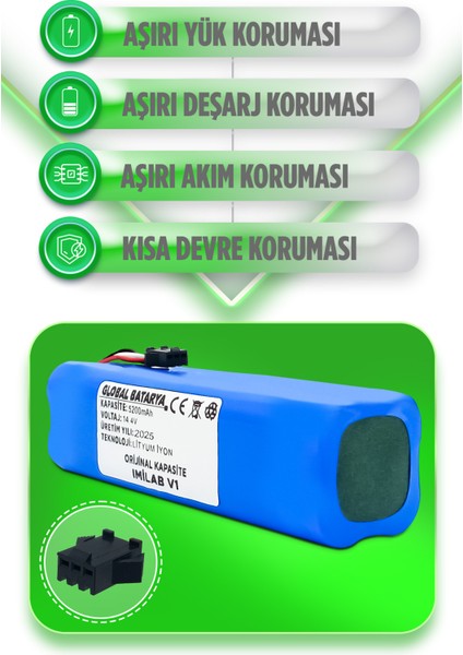 Imilab V1 Akıllı Robot Süpürge Bataryası 14.4V 5200mAh Li-ion Pil (Orijinal Kapasite)