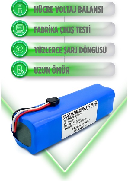Imilab V1 Akıllı Robot Süpürge Bataryası 14.4V 5200mAh Li-ion Pil (Orijinal Kapasite)