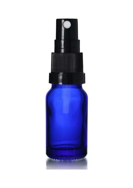 10 ml Mavi Cam, Siyah Sprey Başlıklı Şişe, 12 Adet