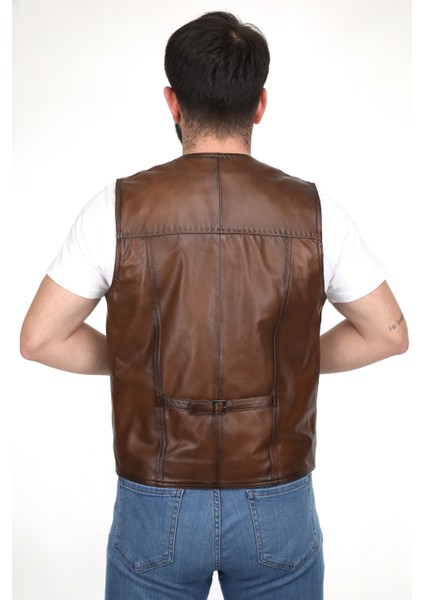 %100 Hakiki Kuzu Derisi Karartmalı Taba Erkek Yelek fırsatları