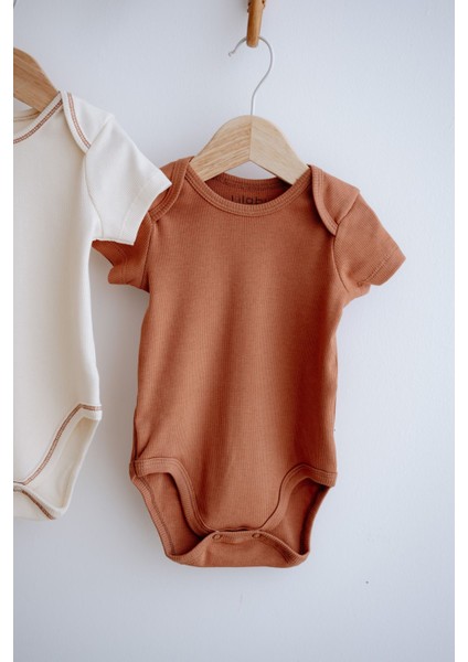 3lü Pamuklu Kaşkorse Kısa Kollu Body Set Taş/ekru/kiremit fiyatları