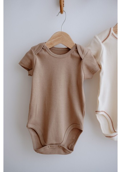 3lü Pamuklu Kaşkorse Kısa Kollu Body Set Taş/ekru/kiremit fırsatları
