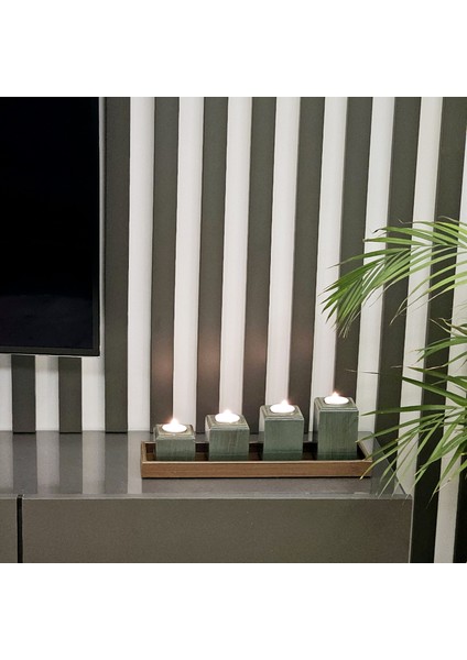 4 Lü Dekoratif Ahşap Mumluk Şamdan Özel Boyalı fiyatları