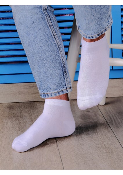 Erkek 6'lı Premium Bambu Patik Çorap Dikişsiz - Beyaz modelleri