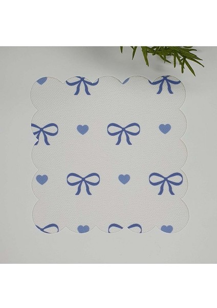 Fiyonk ve Kalpler Minimalist Desenli Kumaş Kokteyl Peçetesi 1 Adet