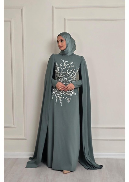 Mint - Yeşili Krep Pelerinli T. Abiye 4991 fiyatları