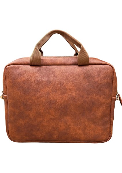 Darbe Korumalı, Laptop Çantası Coffee 15.6" Inç Macbook Çantası 39X30X4 cm Vegan Deri Kahverengi fiyatları